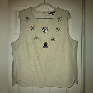 Banana Republic Tank Top With Bejeweled Little Creatures